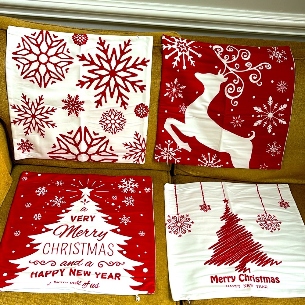 NEW Set of 4 Christmas Holiday Pillow Covera